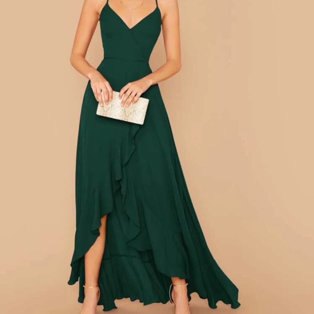 Green high low dress shein size: small